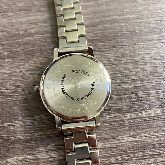 American Eagle Silver Link Crystal Accent Watch - Picture 5 of 6